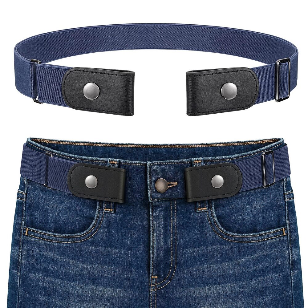 5753 Blue No Buckle Belt Invisible Belts Without Buckle Quick Release